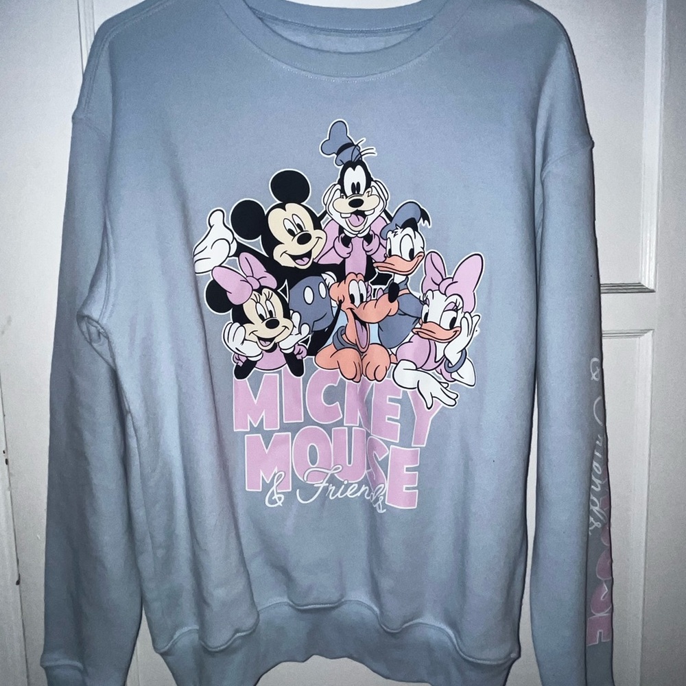 Disney Blue Crew Neck Sweater with Vintage Character Design